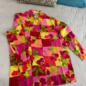 Diane Von Furstenburg Colorful Floral Button-Up Shirt